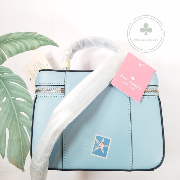 Kate Spade Trunk OFF THE GRID Bon Voyage Blue Leather Top  MAKE AN OFFER Kate Spade Trunk Crossbody Bon Voyage Off The Grid Blue Leather